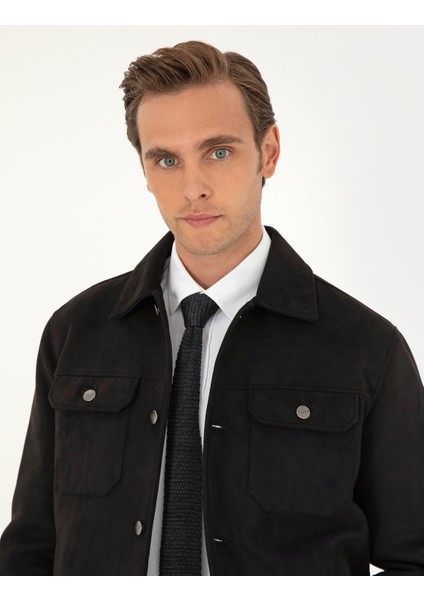 Erkek Siyah Gömlek Yaka Suni Deri Ceket 50300520-001 fiyatları