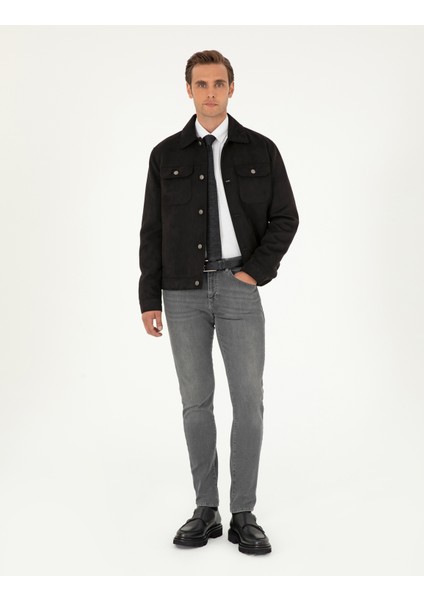 Erkek Siyah Gömlek Yaka Suni Deri Ceket 50300520-001 fırsatları