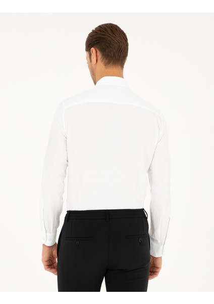 Erkek Beyaz Armürlü Slim Fit Uzun Kollu Gömlek 50294742-VR013 indirimleri