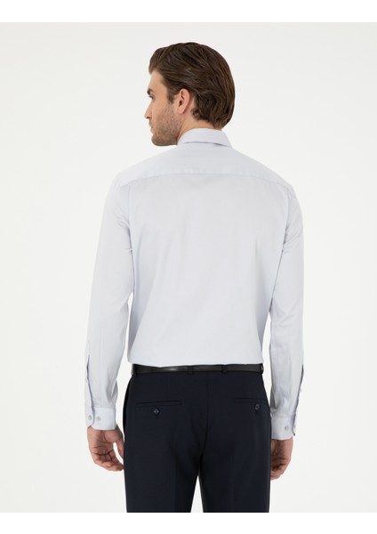 Erkek Gri Slim Fit Uzun Kollu Basic Gömlek 50292520-VR024
