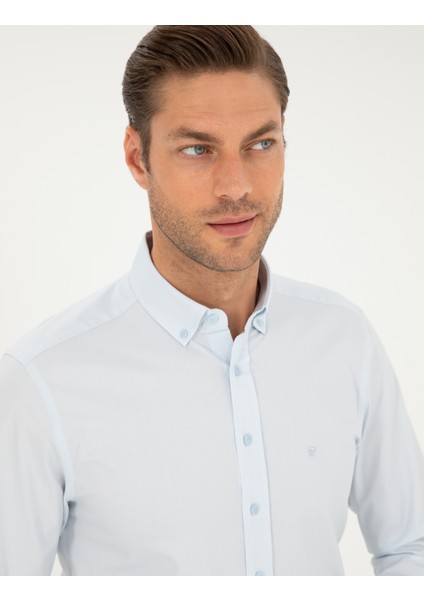 Erkek Açık Mavi Slim Fit Uzun Kollu Gömlek 50295909-VR003
