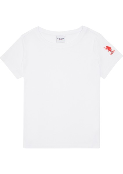 U.S. Polo Assn. Kız Çocuk Beyaz Basic T-Shirt 50294568-Vr013