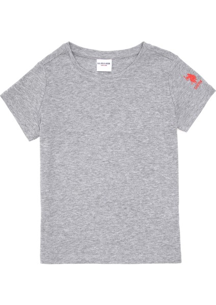Kız Çocuk Gri Melanj Tişört Basic 50294568-VR086