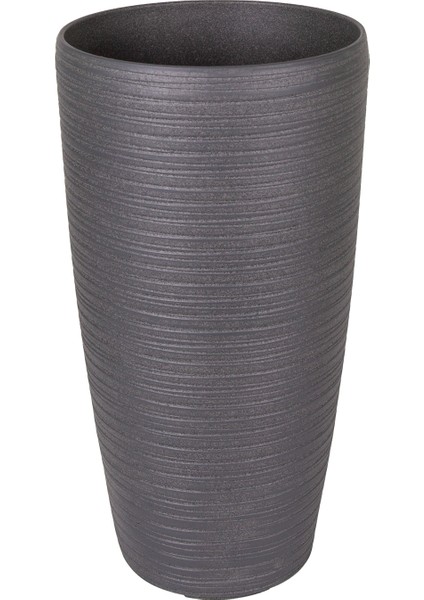 Konik Iç ve Dış Mekan Saksı Antrasit Gri Küçük Boy 23X23X42 Cm.