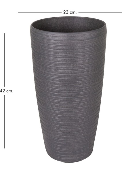 Konik Iç ve Dış Mekan Saksı Antrasit Gri Küçük Boy 23X23X42 Cm. modelleri