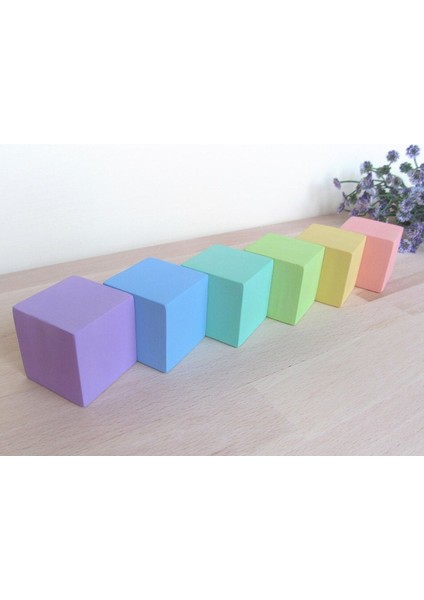 Waldorf Ahşap Pastel Renkli 6 Küp- Montessori fiyatları