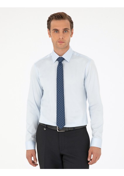 Erkek Açık Mavi Slim Fit Uzun Kollu Basic Gömlek 50292520-VR003