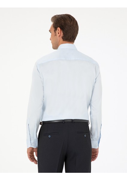 Erkek Açık Mavi Slim Fit Uzun Kollu Basic Gömlek 50292520-VR003