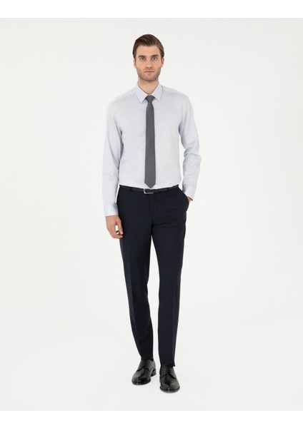 Pierre Cardin Erkek Gri Slim Fit Uzun Kollu Basic Gömlek 50292520-VR024