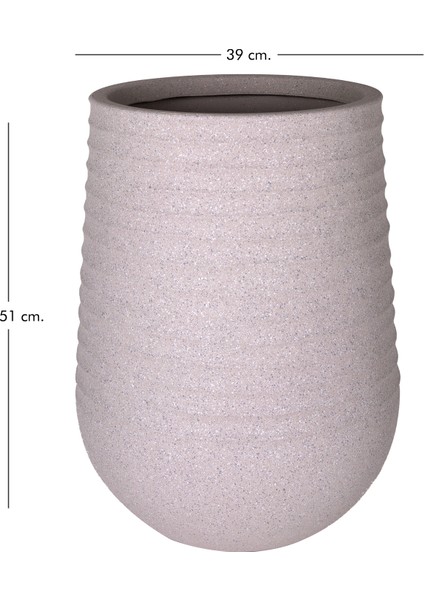 Oval Iç ve Dış Mekan Saksı Bej Orta Boy 39X39X51 Cm. indirimleri