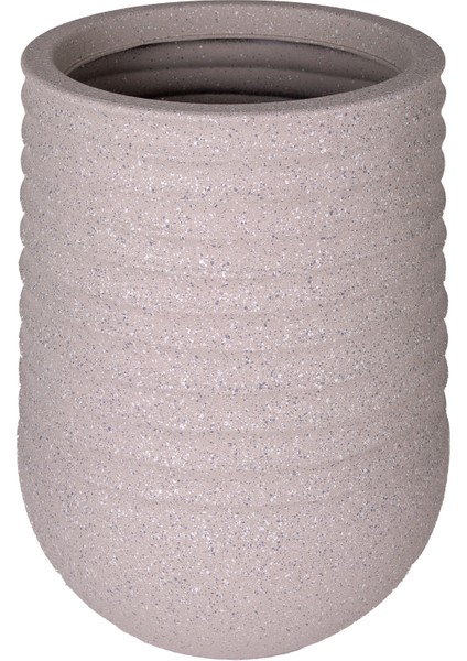 Oval Iç ve Dış Mekan Saksı Bej Küçük Boy 28X28X37 Cm.