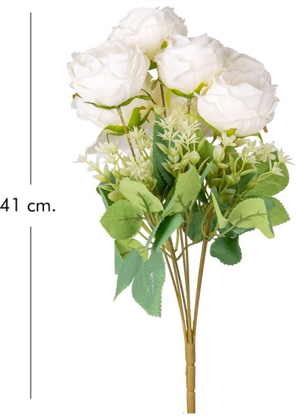 Yapay Çiçek Şakayık Buket 7 Dal Beyaz 41 cm .