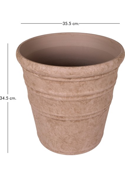 Oval Iç ve Dış Mekan Saksı Vizon Mini Boy 35,5X35,5X34,5 Cm. fırsatları