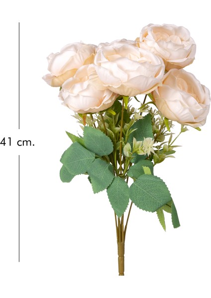 Yapay Çiçek Şakayık Buket 7 Dal Krem 41 cm .
