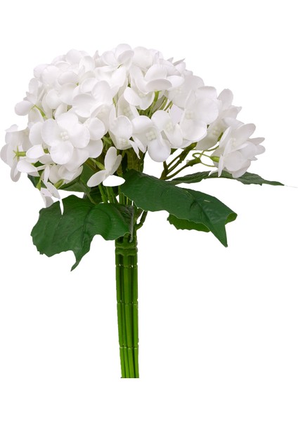 Yapay Çiçek Islak Dokulu Ortanca Buket Beyaz 26 cm .
