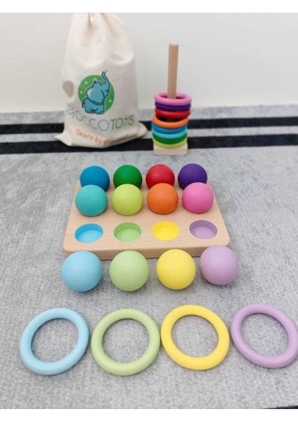 Montessori Eşleştirme Topları & Halka Seti Masif Ahşap Oyunu fırsatları