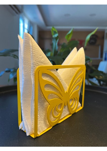 Dekoratif Lazer Kesim Kelebek Desenli Metal Peçetelik modelleri