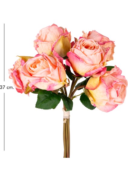 Yapay Çiçek Gül 6'lı Demet Fuşya-Sarı 37 Cm. indirimleri