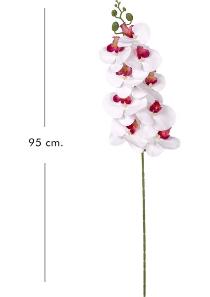 Yapay Orkide Gerçek Dokunuş Beyaz-Mor 95 Cm. modelleri