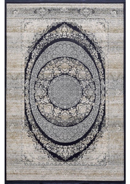 Bella 06470a Lacivert Bej Bohem Retro Tarz Ipek Halı