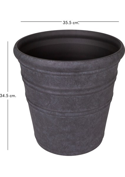 Oval Iç ve Dış Mekan Saksı Kömür Siyahı Mini Boy 35,5X35,5X34,5 Cm. fırsatları