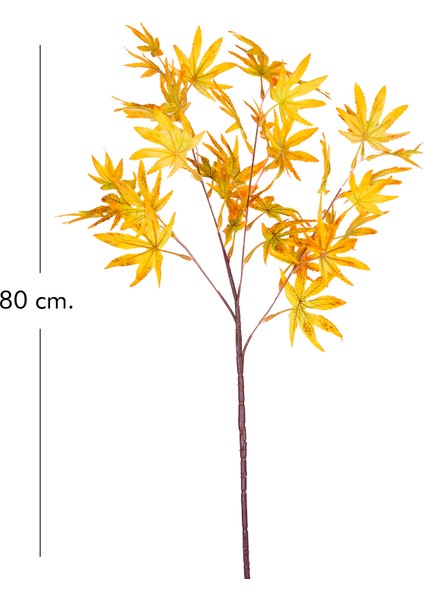 Yapay Bitki Çatallı Akçaağaç Dalı Sarı-Turuncu 80 Cm.