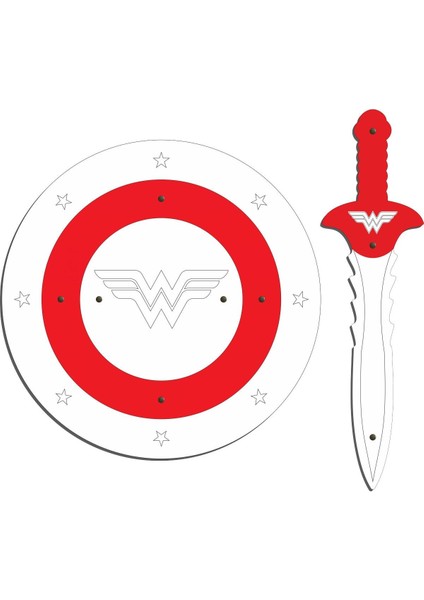 Ahşap Oyuncak Seti 2’li, Wonder Woman Figürlü Kalkan ve Kılıç