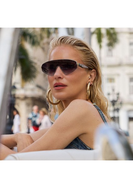 Burcu Esmersoy x Hermossa Hm 1660 C4 Maske Gümüş - Mavi Kadın Güneş Gözlüğü modelleri