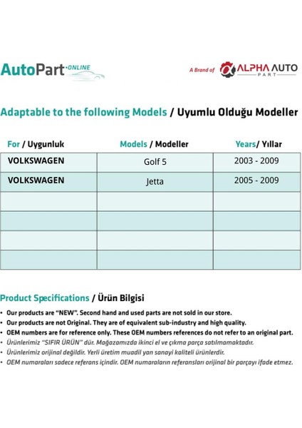 Volkswagen Golf 5,jetta Için Arka Sol Cam Tamir Seti