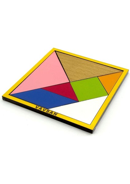 Tangram 12X12CM Puzzle Yapboz Bultak Zeka Oyunları Eğitici Renkli Montessori Ahşap Oyuncak