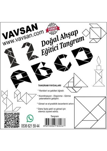 Tangram 12X12CM Puzzle Yapboz Bultak Zeka Oyunları Eğitici Renkli Montessori Ahşap Oyuncak