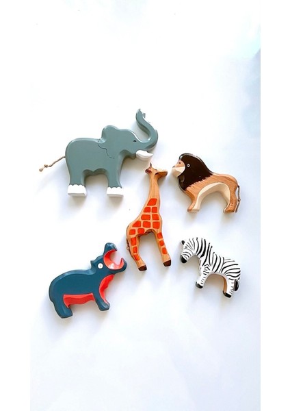 Waldorf Ahşap Hayvan Afrika Safari Oyun Seti