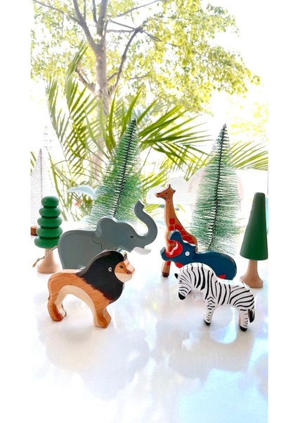 Waldorf Ahşap Hayvan Afrika Safari Oyun Seti fırsatları