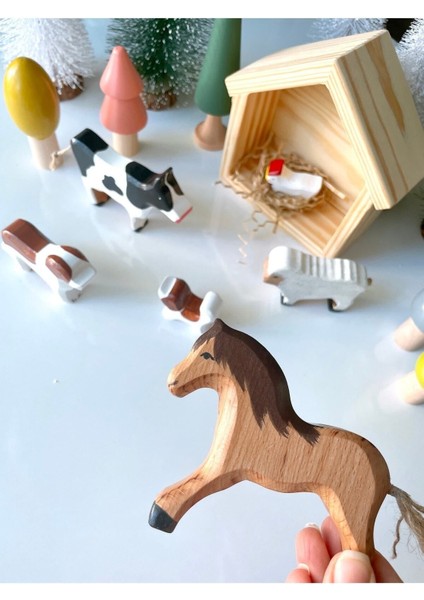 Waldorf Ahşap Hayvan Çiftlik Seti 6 Lı modelleri