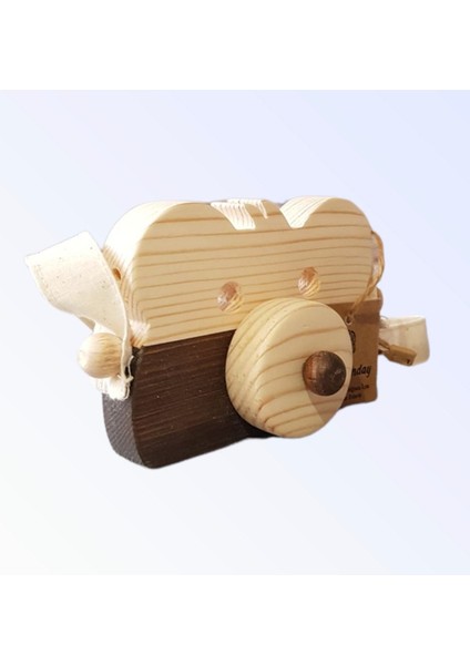 Ahşap Eğitici Oyuncak Ayıcık Fotoğraf Makinesi, Şirin Oyuncak Kamera, Hayvan Oyuncak - Kahverengi modelleri