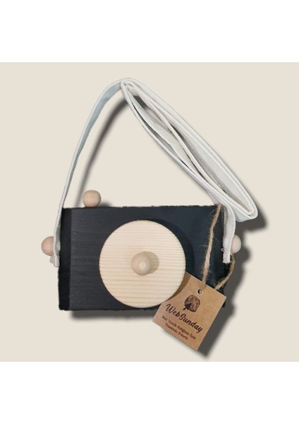 Dekoratif Organik Fotoğraf Makinesi, 1 2 3 Yaşındaki Erkek ve Kız Montessori Oyuncak- Siyah