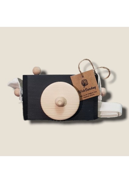 Dekoratif Organik Fotoğraf Makinesi, 1 2 3 Yaşındaki Erkek ve Kız Montessori Oyuncak- Siyah fiyatları