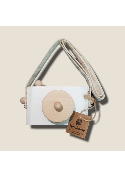 Dekoratif Organik Fotoğraf Makinesi, 1 2 3 Yaşındaki Erkek ve Kız Montessori Oyuncak-Beyaz