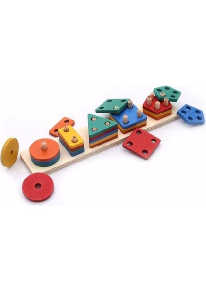 Hamaha Wooden Toys Doğal Ahşap Eğitici Oyuncak Dikdörtgen 5'li Sütun Geometrik Şekil HMH-055 fiyatları