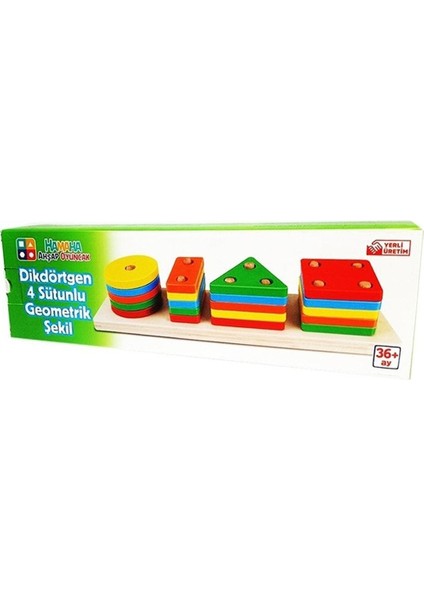 Hamaha Wooden Toys Doğal Ahşap Eğitici Oyuncak Dikdörtgen 5'li Sütun Geometrik Şekil HMH-055 modelleri