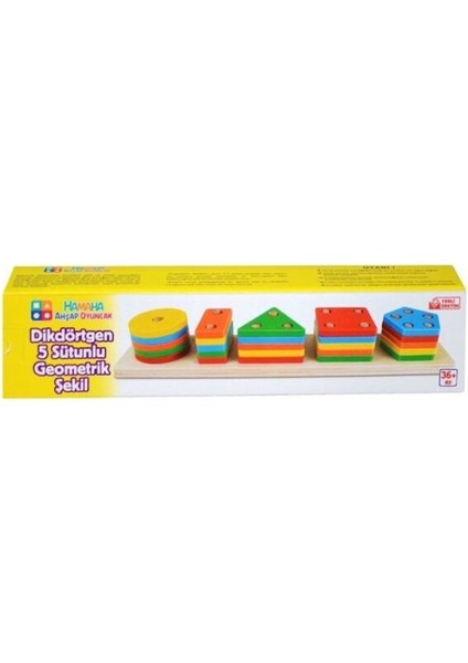 Hamaha Wooden Toys Doğal Ahşap Eğitici Oyuncak Dikdörtgen 5'li Sütun Geometrik Şekil HMH-055 fırsatları