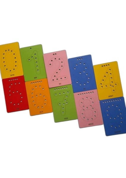 Montesori İpli İp Geçirmeli Delikli Rakam Seti Ince Motor Gelişimi fiyatları