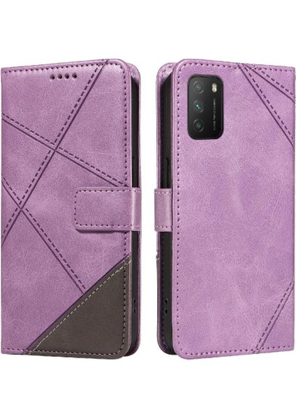 Elmas Dikiş ve Kart Yuvası Deri ile Xiaomi Redmi 9t Için Flip Case (Yurt Dışından)