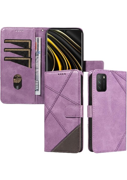 Elmas Dikiş ve Kart Yuvası Deri ile Xiaomi Redmi 9t Için Flip Case (Yurt Dışından)