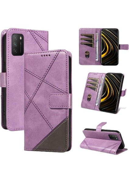 Elmas Dikiş ve Kart Yuvası Deri ile Xiaomi Redmi 9t Için Flip Case (Yurt Dışından)