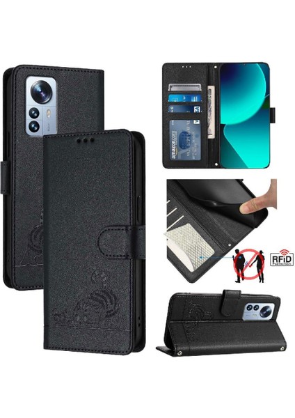 Xiaomi 12 PRO/12S Pro Kedi Rfıd Cüzdan Kapak Çevirin Kart Yuvası Tutucu (Yurt Dışından) indirimleri