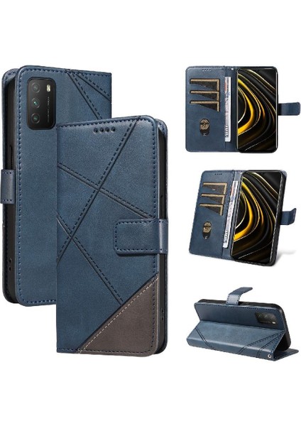 Elmas Dikiş ve Kart Yuvası Deri ile Xiaomi Redmi 9t Için Flip Case (Yurt Dışından) modelleri