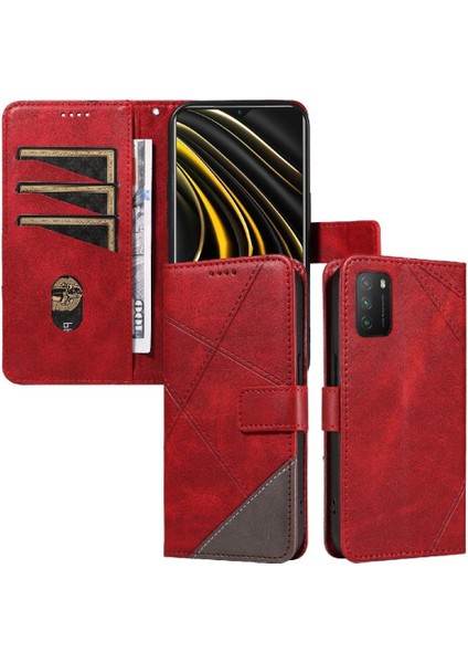 Elmas Dikiş ve Kart Yuvası Deri ile Xiaomi Redmi 9t Için Flip Case (Yurt Dışından)