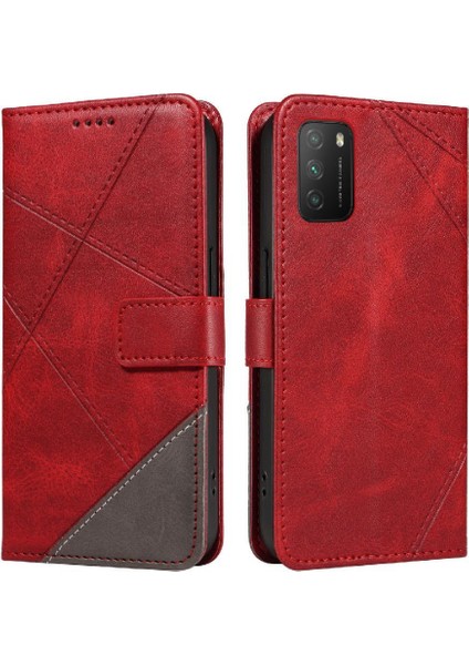 Elmas Dikiş ve Kart Yuvası Deri ile Xiaomi Redmi 9t Için Flip Case (Yurt Dışından)
