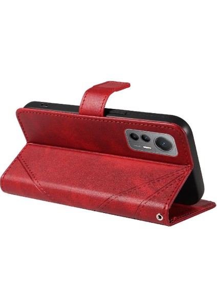 Elmas Dikiş ve Kart Yuvası Deri ile Xiaomi 12 Lite Için Flip Case (Yurt Dışından)